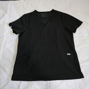 Figs Womens Technical Collection Black V-Neck Scrub Top Size Large